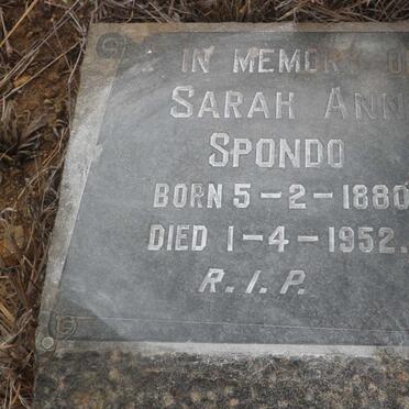 SPONDO Sarah Ann 1880-1952