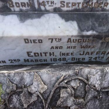 COCK Cornelius 1825-1908 &amp; Edith JAFFRAY 1848-1934