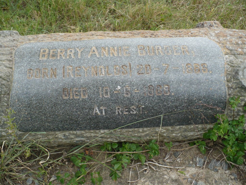 BURGER Berry Annie nee REYNOLDS 1886-1968