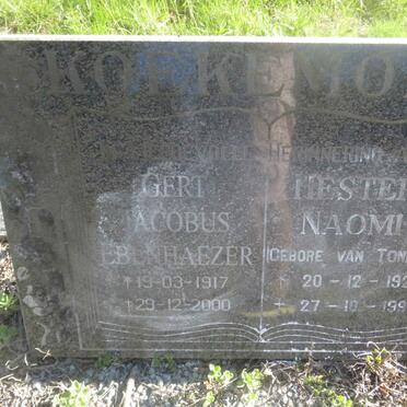 KOEKEMOER Gert Jacobus Ebenhaezer 1917-2000 &amp; Hester Naomi VAN TONDER 1921-1991