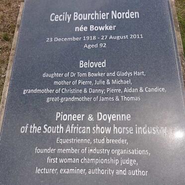 NORDEN Cecily Bourchier nee BOWKER 1918-2011