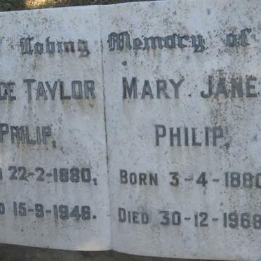 PHILIP George Taylor 1880-1946 &amp; Mary Jane 1880-1968