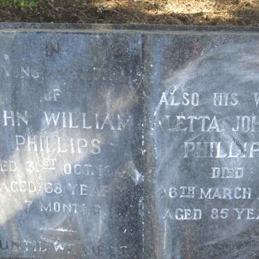 PHILLIPS John William -1942 &amp; Aletta Johanna -1964
