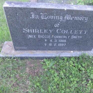 COLLETT Shirley formerly SMITH nee BIGGS 1905-1997