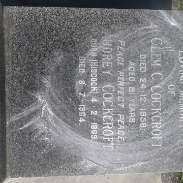 COCKCROFT Clem C. -1956 &amp; Audrey HISCOCK 1889-1964