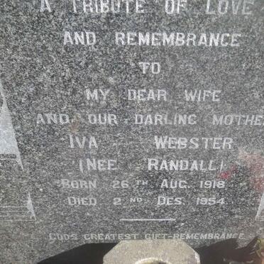 WEBSTER Iva nee RANDALL 1918-1954