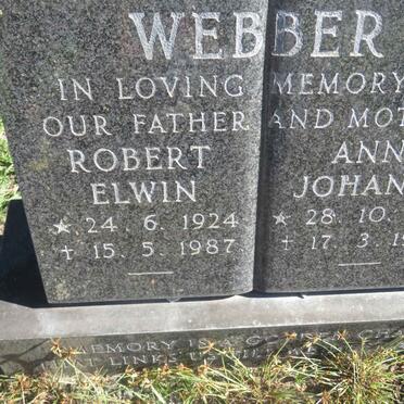 WEBBER Robert Elwin 1924-1987 &amp; Anne Johanna 1930-1985