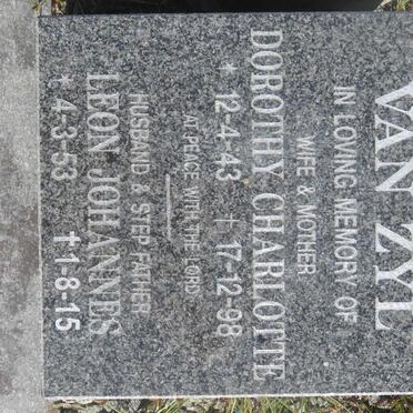 ZYL Leon Johannes, van 1953-2015 &amp; Dorothy Charlotte 1943-1998