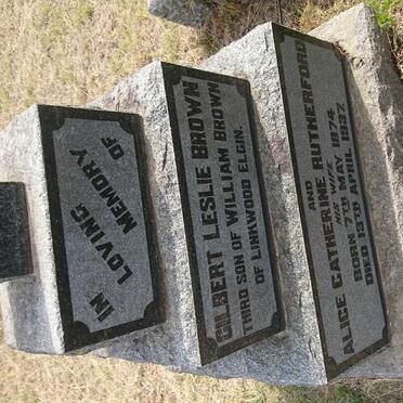 BROWN Gilbert Leslie &amp; Alice Catherine RUTHERFORD 1874-1937