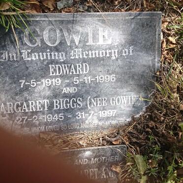 GOWIE Edward 1919-1996 :: BIGGS Margaret nee GOWIE 1945-1997