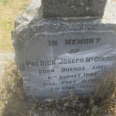 MCDONOCH Patrick Joseph 1880-1956