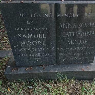 MOORE Samuel 1902-1976 &amp; Anna Sophia Catharina -1998