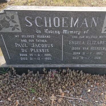 SCHOEMAN Paul Jacobus du Plessis 1885-1965 &amp; Engela Elizabeth VAN HEERDEN 1891-1968