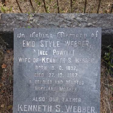 WEBBER Kenneth S. 1884-1975 &amp; Enid Style POWELL 1892-1967