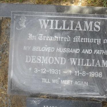 WILLIAMS Desmond William 1931-1998 &amp; Charlotte Ellen PETZER 1936-2018 