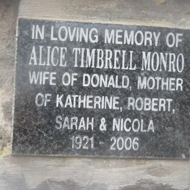 MONRO Alice Timbrell 1921-2006