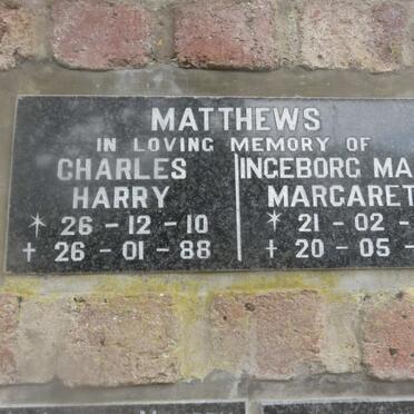 MATTHEWS Charles Harry 1910-1988 &amp; Ingeborg Maria Margarette 1921-1991