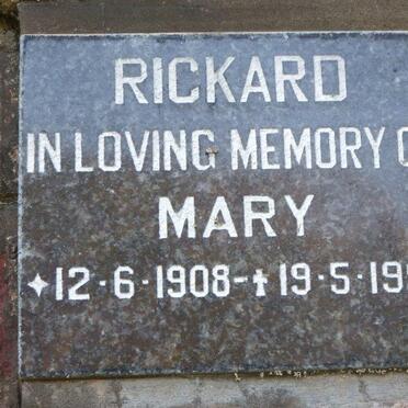 RICKARD Mary 1908-1990