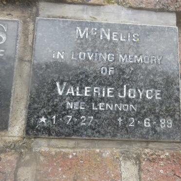 McNELIS Valerie Joyce nee LENNON 1927-1989