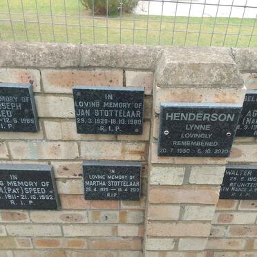 STOTTELAAR Jan 1928-1989 &amp; Martha 1925-2013 :: HENDERSON Lynne 1950-2020