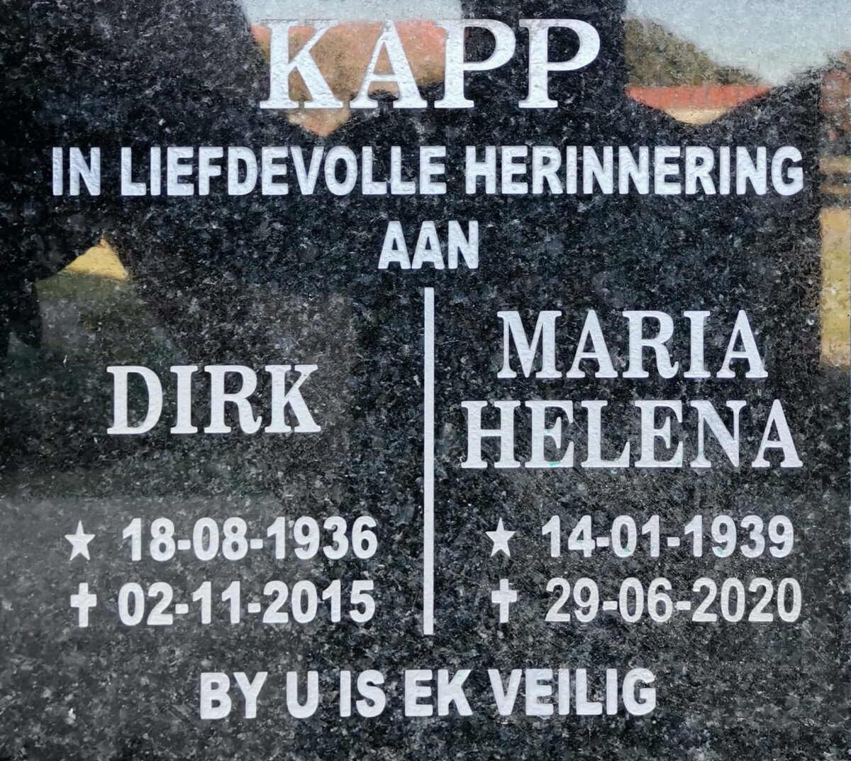 KAPP Dirk 1936-2015 &amp; Maria Helena 1939-2020