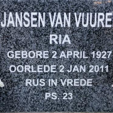 VUUREN Ria, Jansen van 1927-2011