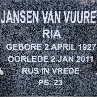 VUUREN Ria, Jansen van 1927-2011