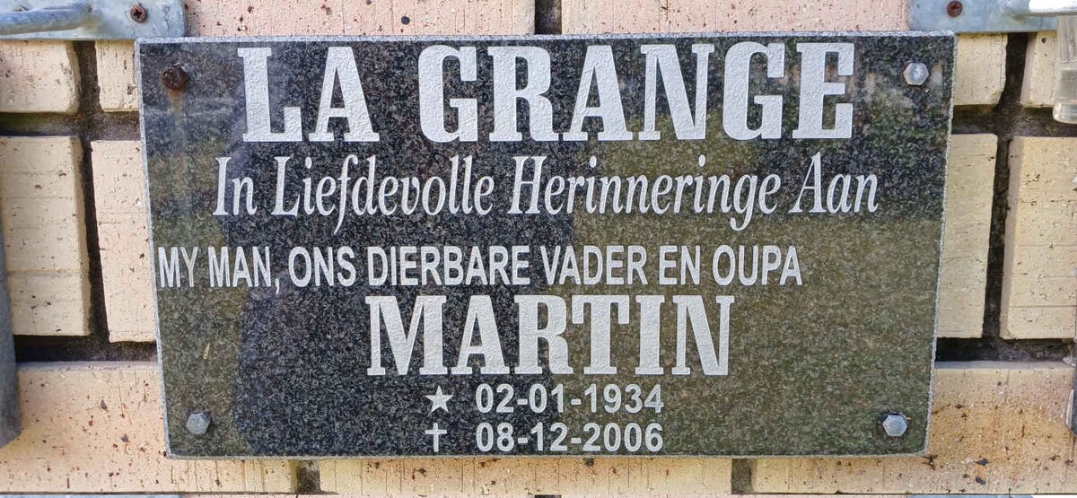 GRANGE Martin, la 1934-2006