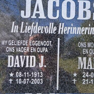 JACOBS David J. 1913-2003 &amp; Mara 1917-2004