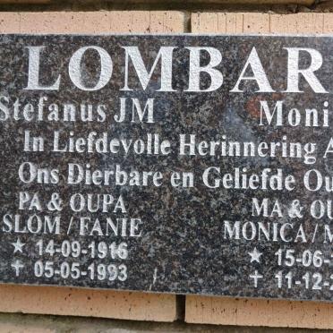 LOMBARD Stefanus J.M. 1916-1993 &amp; Monica S. 1925-2019