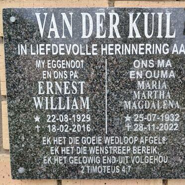 KUIL Ernest William, van der 1929-2016 &amp; Maria Martha Magdalena 1932-2022