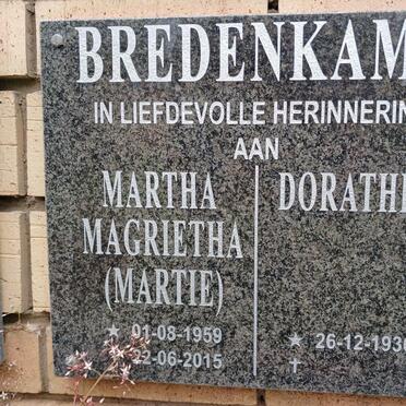 BREDENKAMP Dorathea 1936- :: BREDENKAMP Martha Magrietha 1959-2015