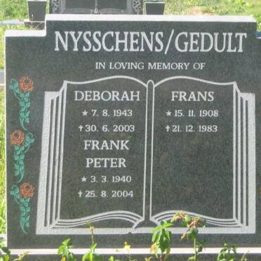 GEDULT Frank Peter 1940-2004  &amp; Deborah NYSSCHENS 1943-2004 :: GEDULT Frans 1908-1983