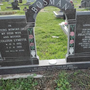 BOSMAN Feliciteen Isaac Martin 1956-2014 &amp; Colleen Lynette 1952-1992