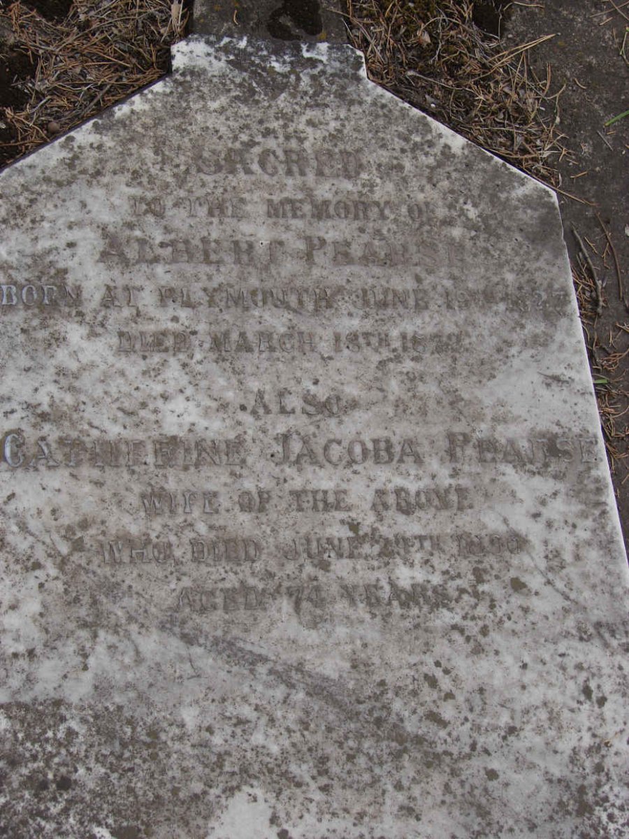 PEARSE Albert 1827-1872 &amp; Catherine Jacoba -1890