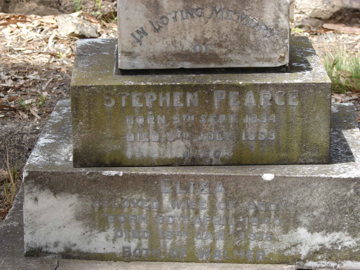PEARCE Stephen 1834-1883 &amp; Elizabeth 1840-1918