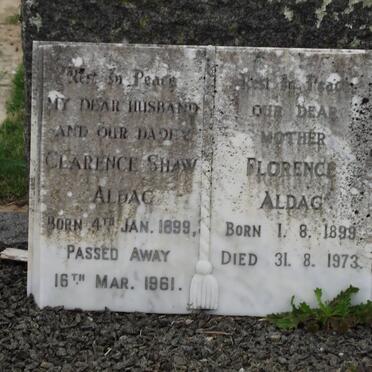 ALDAG Clarence Shaw 1899-1961 &amp; Florence 1899-1973