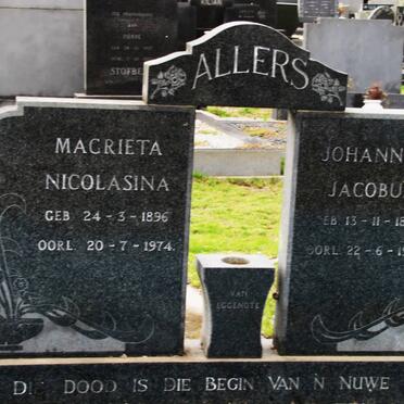 ALLERS Johannes Jacobus 1888-1973 &amp; Magrieta Nicolasina 1896-1974