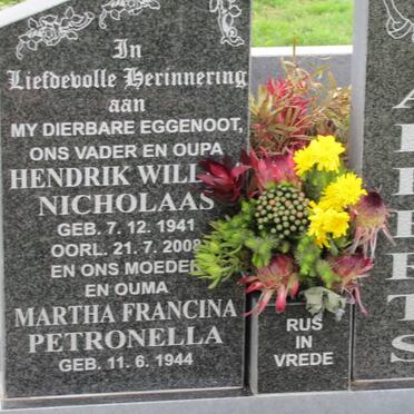 ALBERTS Hendrik Willem Nicholaas 1941-2008 &amp; Martha Francina Petronella 1944-