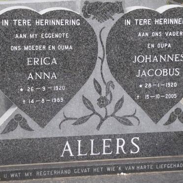ALLERS Johannes Jacobus 1920-2005 &amp; Erica Anna 1920-1989