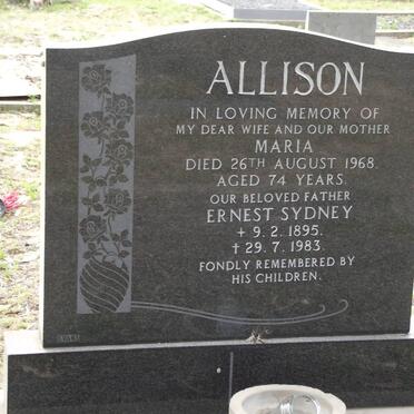 ALLISON Ernest Sydney 1895-1983 &amp; Maria -1968