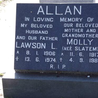 ALLAN Lawson L. 1906-1974 &amp; Molly SLATEM 1917-1981