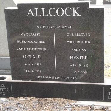 ALLCOCK Gerald 1899-1971 &amp; Hester 1913-2008