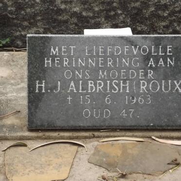ALBRISH H.J. nee ROUX -1963