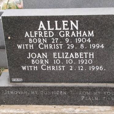 ALLEN Alfred Graham 1904-1994 &amp; Joan Elizabeth 1920-1996