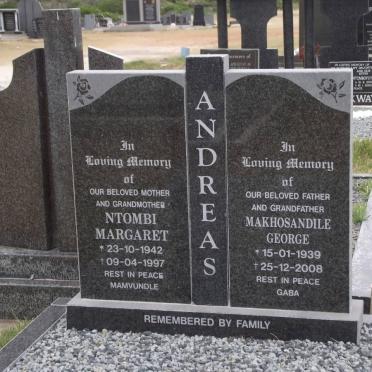 ANDREAS  Makhosandile George 1939-2008 &amp; Ntombi Margaret 1942-1997