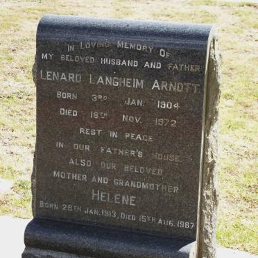 ARNOTT Lenard Langheim 1904-1972 &amp; Helene 1913-1987