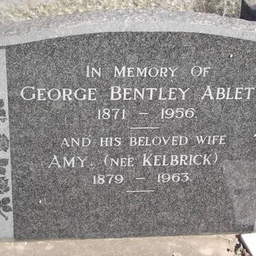 ABLETT George Bentley 1871-1956 &amp; Amy KELBRICK 1879-1963