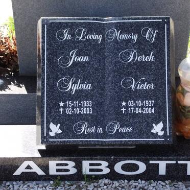 ABBOTT Derek Victor 1937-2004 &amp; Joan Sylvia 1933-2003