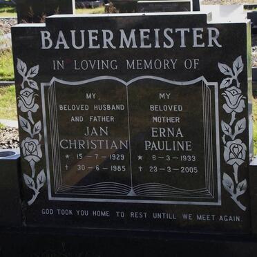 BAUERMEISTER Jan Christian 1929-1985 &amp; Erna Pauline 1933-2005